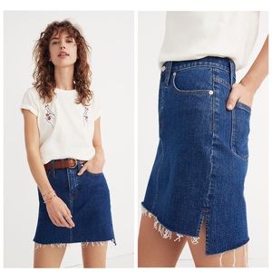 madewell step hem mini denim skirt